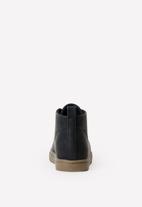 Faux Leather High Top Sneaker Black