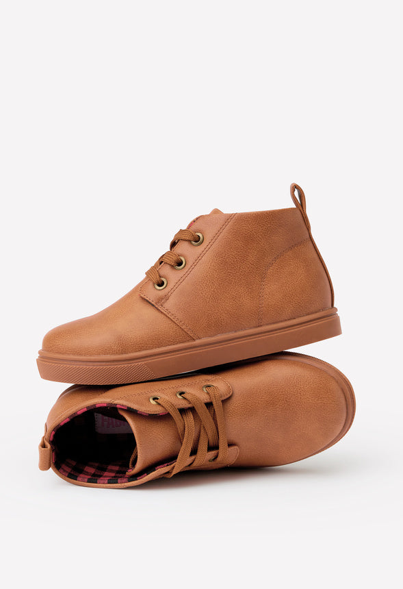 Faux Leather High Top Sneaker Brown