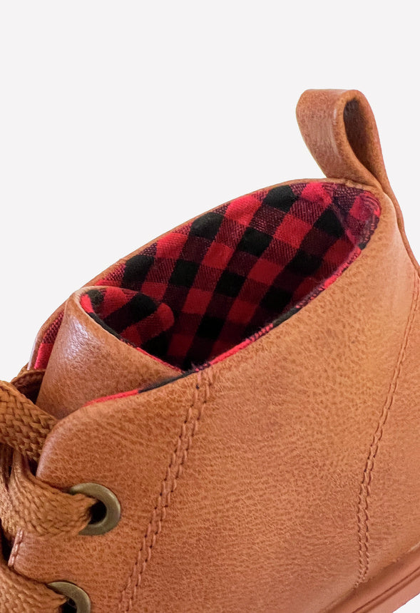Faux Leather High Top Sneaker Brown