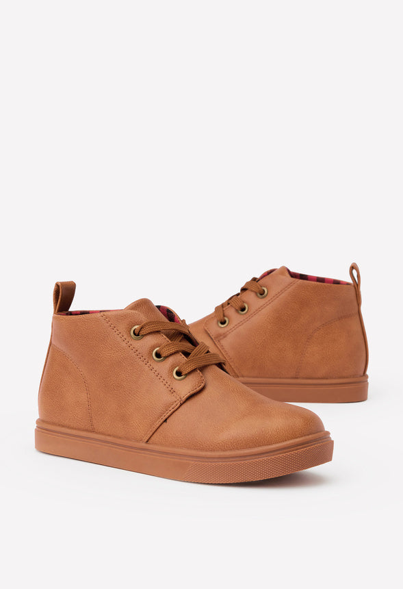 Faux Leather High Top Sneaker Brown