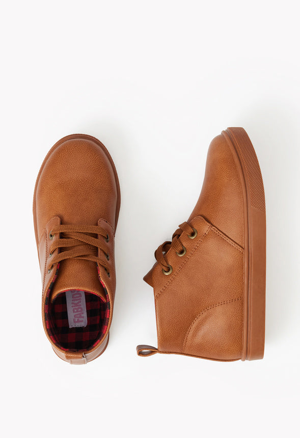 Faux Leather High Top Sneaker Brown