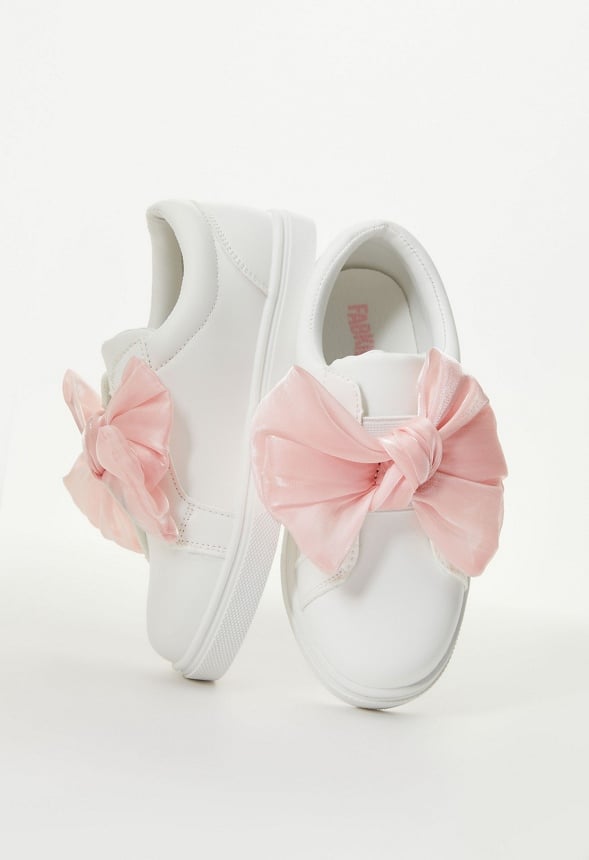 Chiffon Bow Slip On Sneaker White