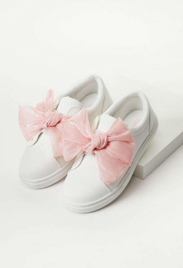 Chiffon Bow Slip On Sneaker White