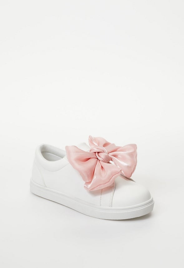 Chiffon Bow Slip On Sneaker White