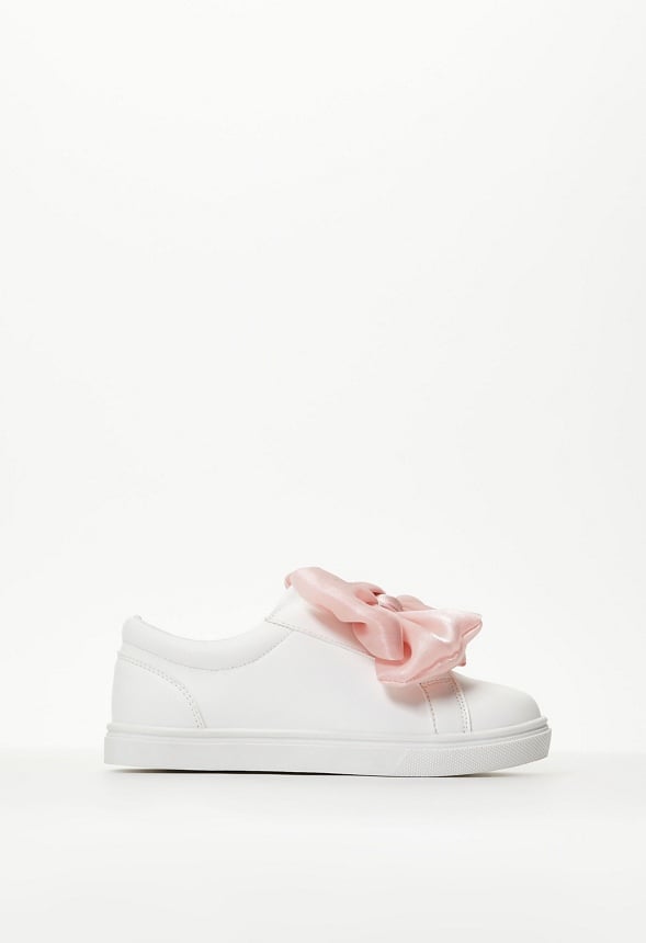 Chiffon Bow Slip On Sneaker White