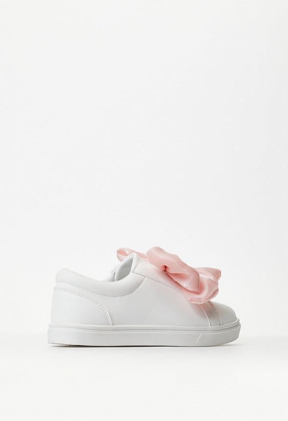 Chiffon Bow Slip On Sneaker White