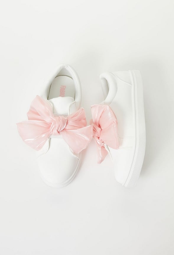 Chiffon Bow Slip On Sneaker White