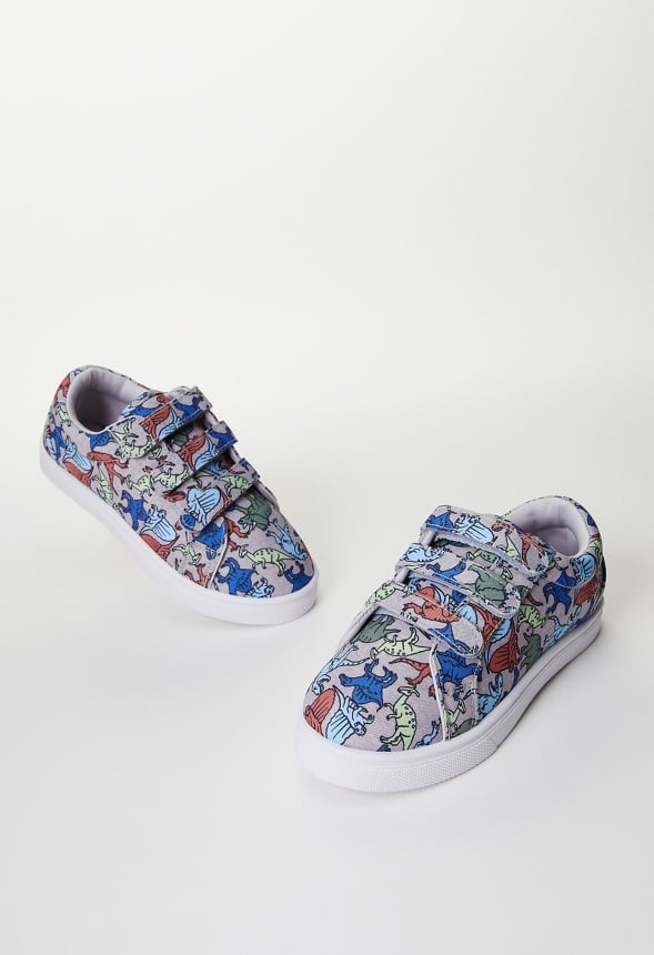 Dino Print Multi-Strap Sneaker Grey