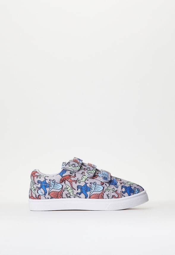 Dino Print Multi-Strap Sneaker Grey