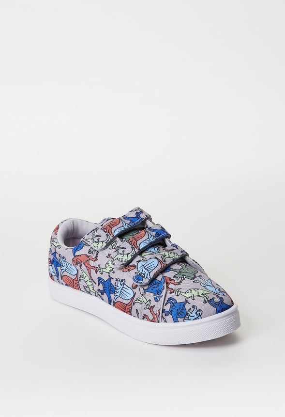 Dino Print Multi-Strap Sneaker Grey