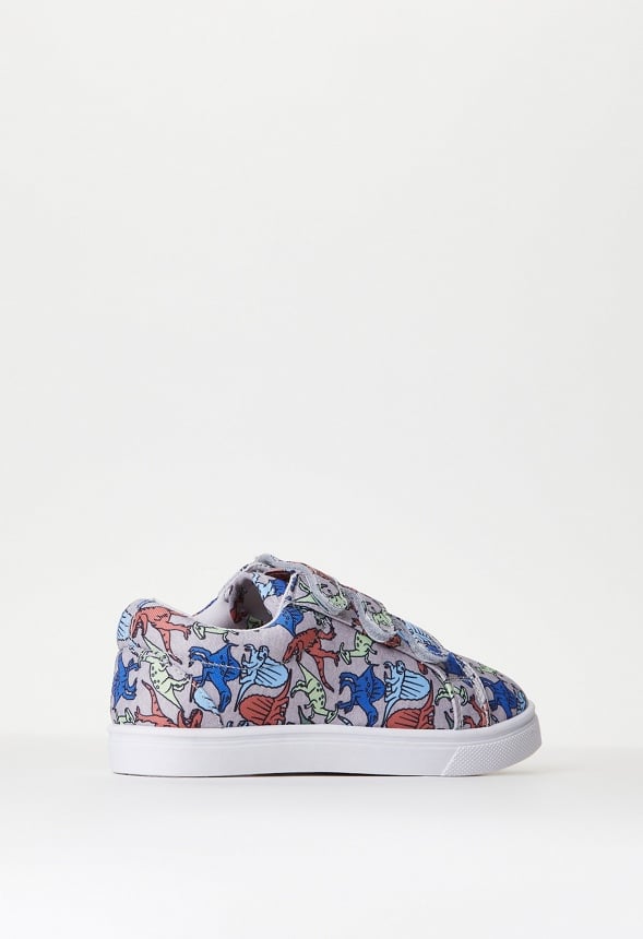 Dino Print Multi-Strap Sneaker Grey