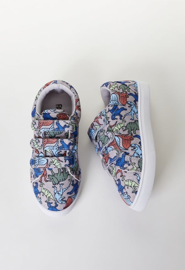 Dino Print Multi-Strap Sneaker Grey