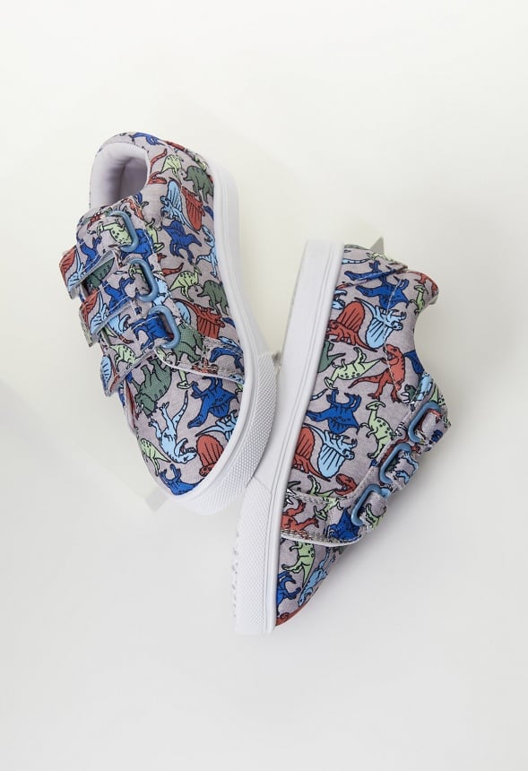 Dino Print Multi-Strap Sneaker Grey