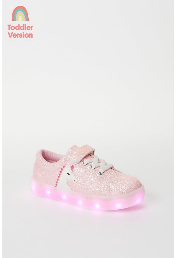 Light Up Lace Up Unicorn Sneaker Pink