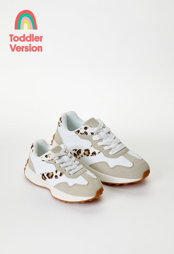 Colorblock Retro Trainer White/ Leopard