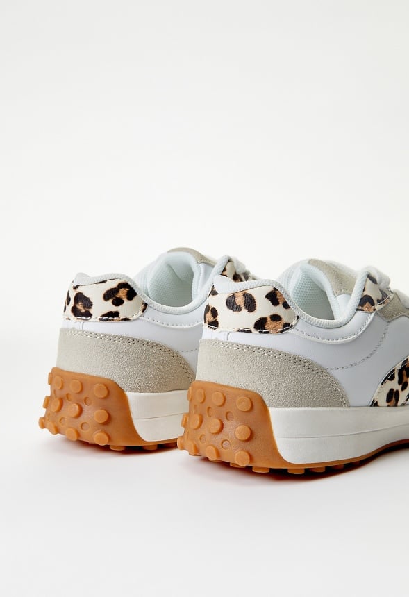 Colorblock Retro Trainer White/ Leopard