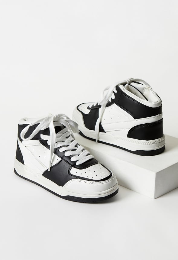 Pieced Court High Top Sneaker White