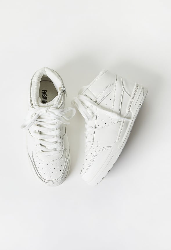 Pieced Court High Top Sneaker White