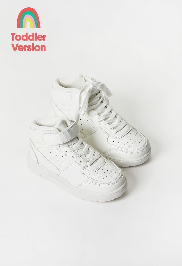 Pieced Court High Top Sneaker White