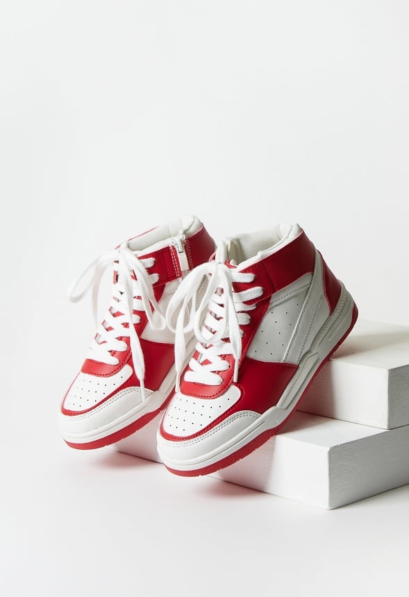 Pieced Court High Top Sneaker Red