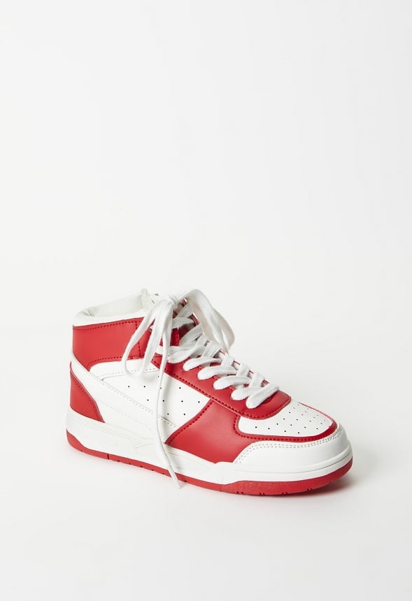 Pieced Court High Top Sneaker Red