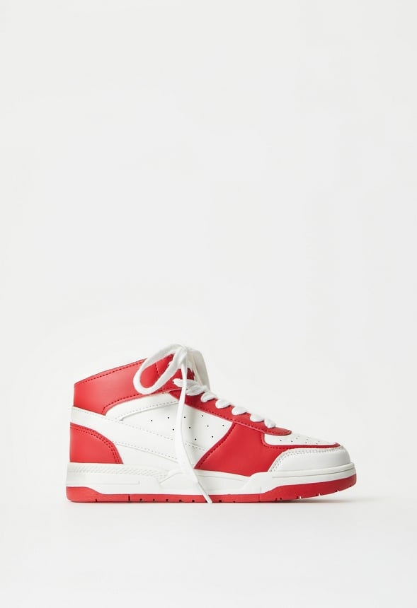 Pieced Court High Top Sneaker Red