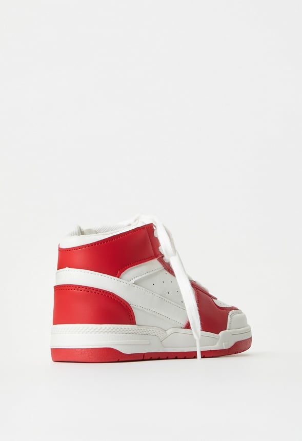 Pieced Court High Top Sneaker Red
