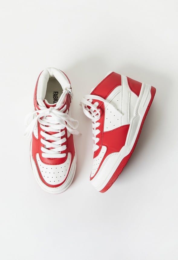 Pieced Court High Top Sneaker Red