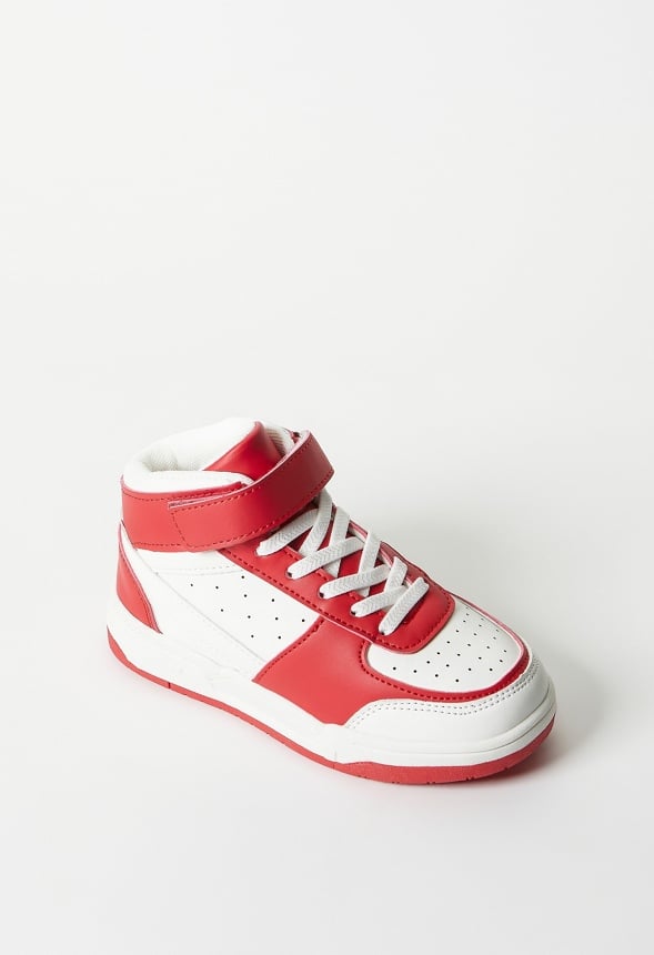 Pieced Court High Top Sneaker Red