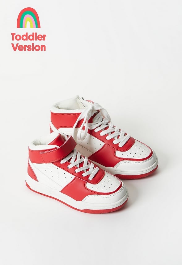 Pieced Court High Top Sneaker Red