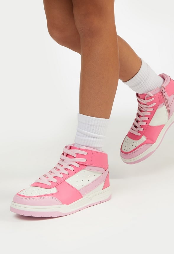Pieced Court High Top Sneaker Pink