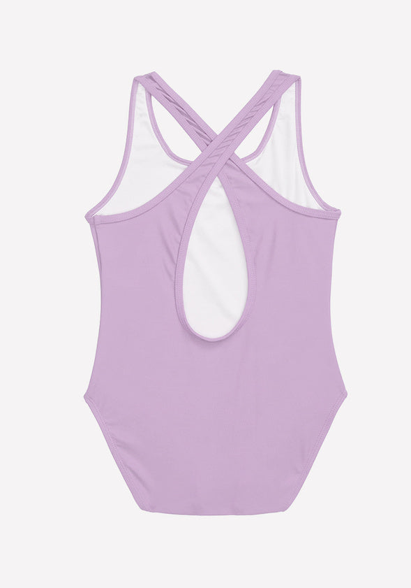 Cat Cross Back One Piece Swimsuit Purple