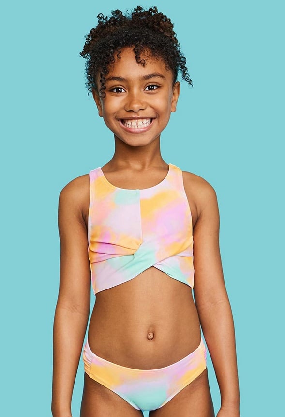 Tie Dye Cross Front Bikini Multi