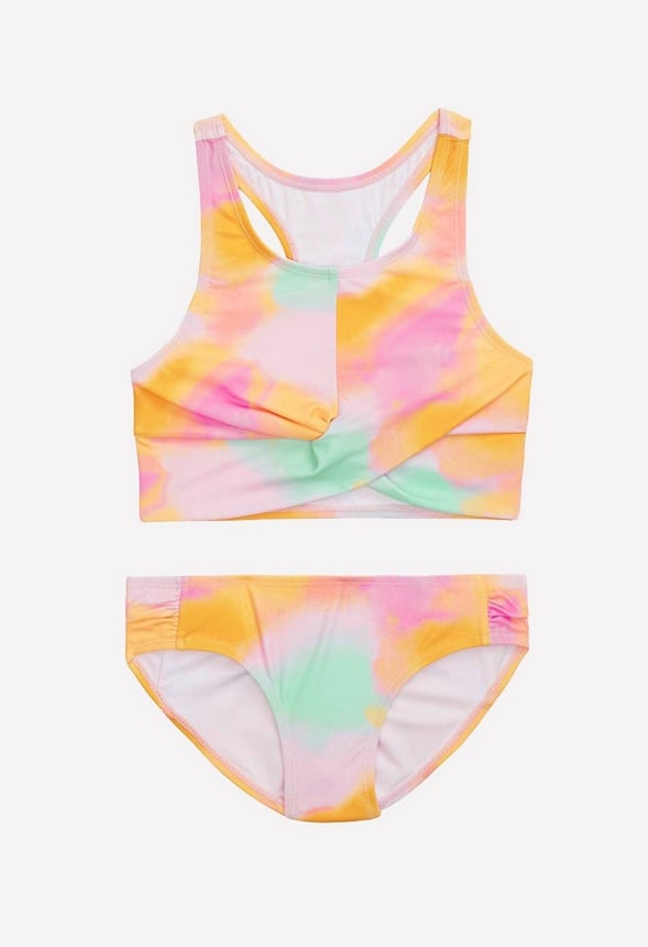 Tie Dye Cross Front Bikini Multi