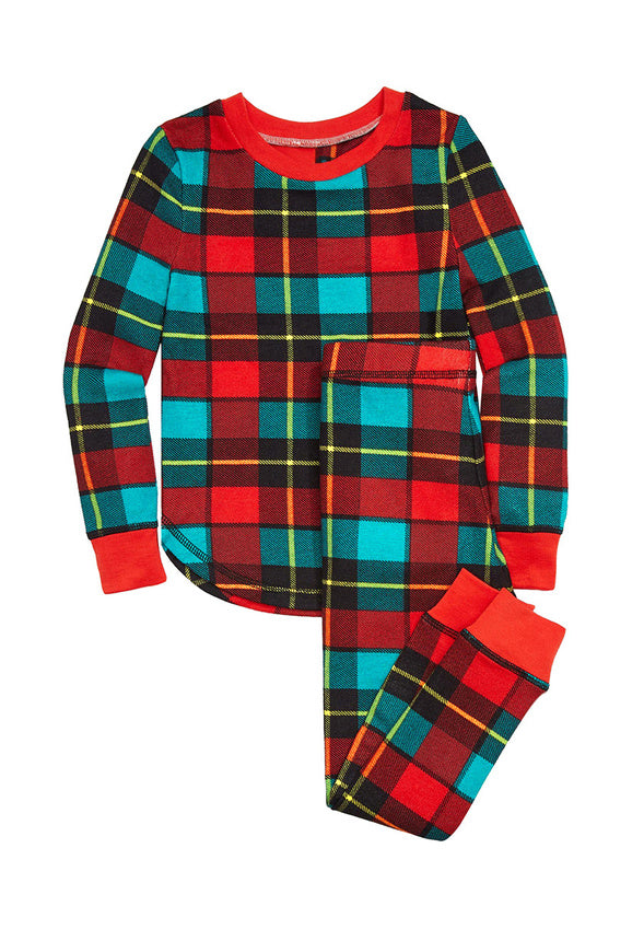 Plaid Snug Fit Pajama Set Red