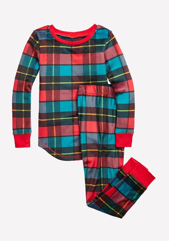 Plaid Snug Fit Sleep Set Red Plaid