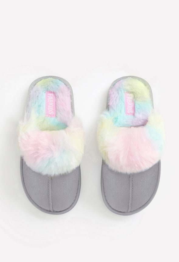 Fur Trim Slipper Gray