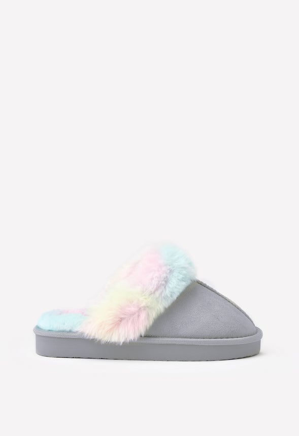 Fur Trim Slipper Gray
