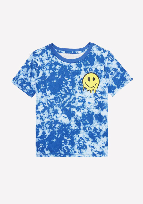 Tie Dye Smiley Tee Blue