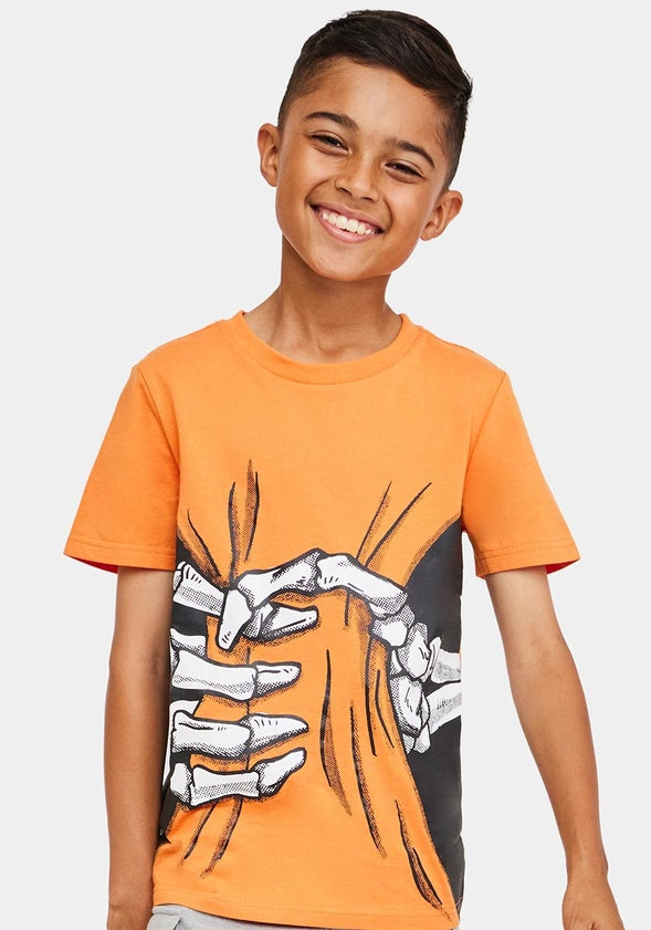 Skeleton Hand Tee Orange