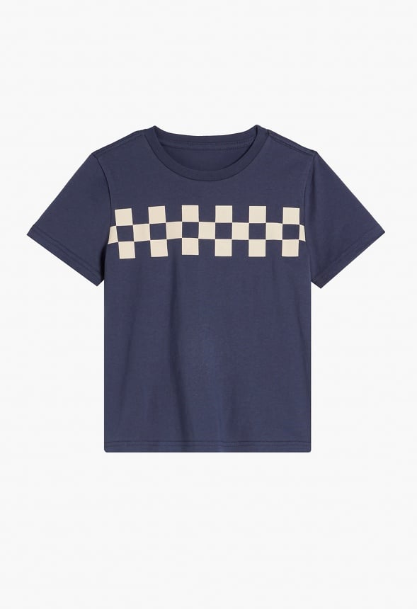 Checker Chest Stripe Tee Blue Grey