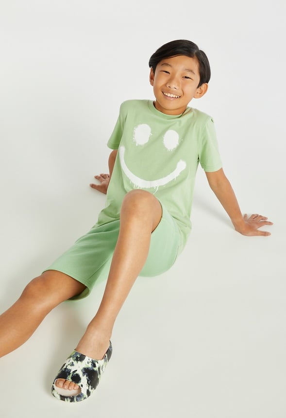 Smiley Emoji Tee Light Green