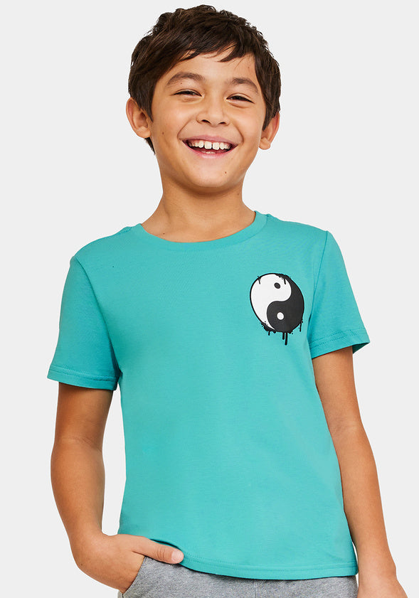 Yin Yang Chest Hit Tee Teal