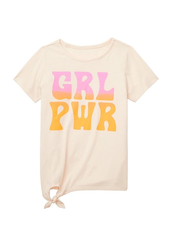 GRL PWR Side Tie Tee Cream