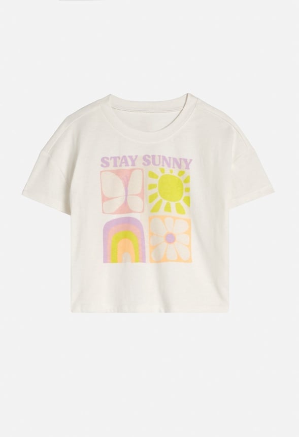 Stay Sunny Cropped Tee White