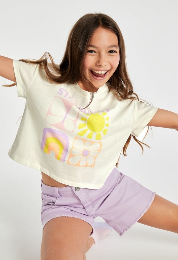 Stay Sunny Cropped Tee White