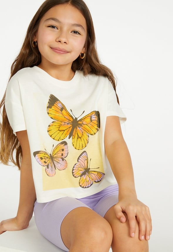 Butterfly Cropped Tee White