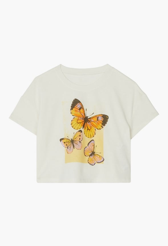Butterfly Cropped Tee White