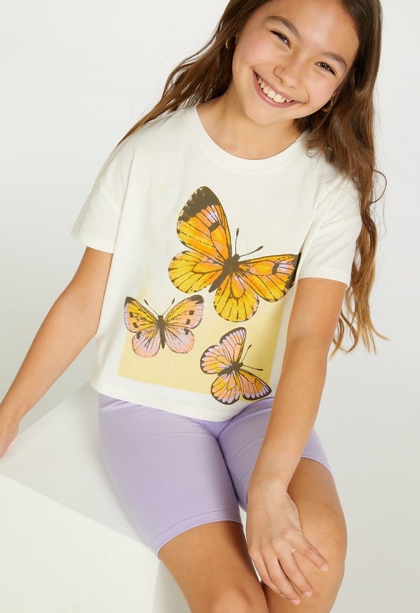 Butterfly Cropped Tee White