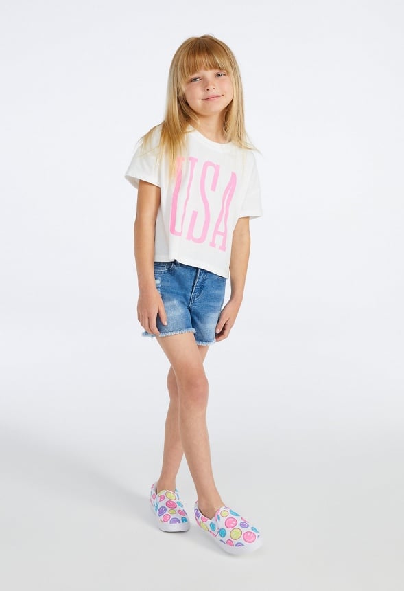 USA Cropped Tee White